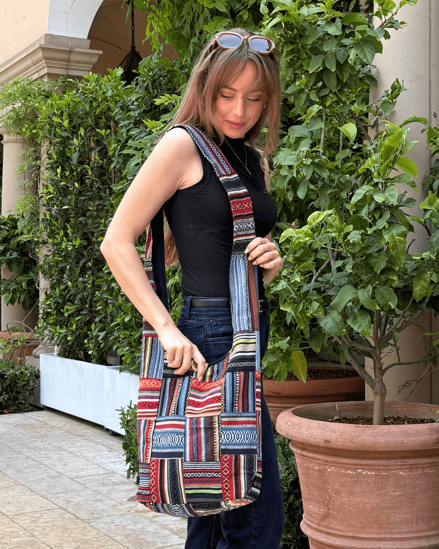 Kathmandu Collection Patchwork Striped Hobo Bag Jupiter Gear Home