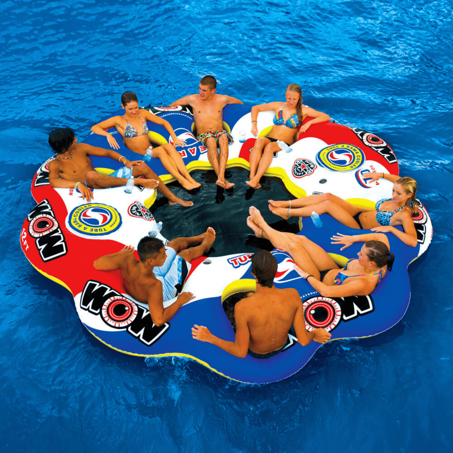 WOW Watersports 10 Person Tube A Rama w 2 Large Built-In Coolers and 8 Cup Holders Jupiter Gear Home