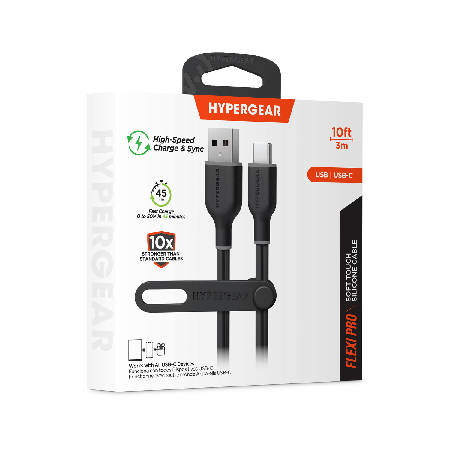 HyperGear Flexi PRO USB to USB-C Cable 10ft Jupiter Gear Home