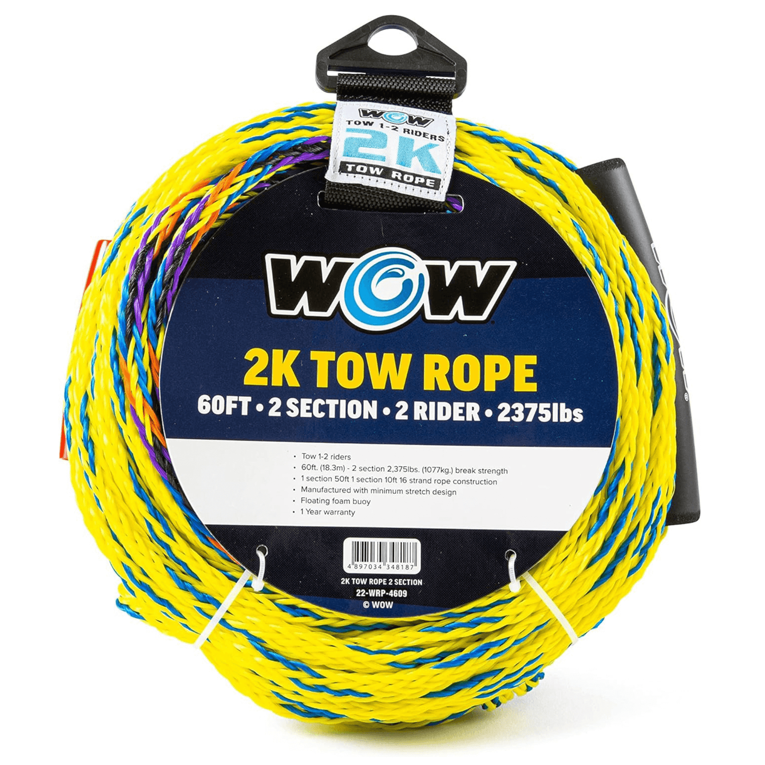 WOW Watersports 60ft 2-Rider 2K Tow Rope with 2 Sections Jupiter Gear Home