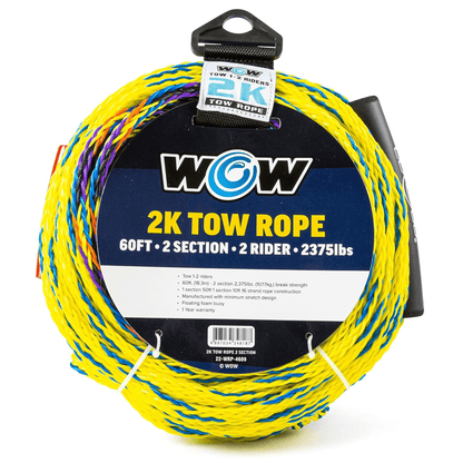 WOW Watersports 60ft 2-Rider 2K Tow Rope with 2 Sections Jupiter Gear Home