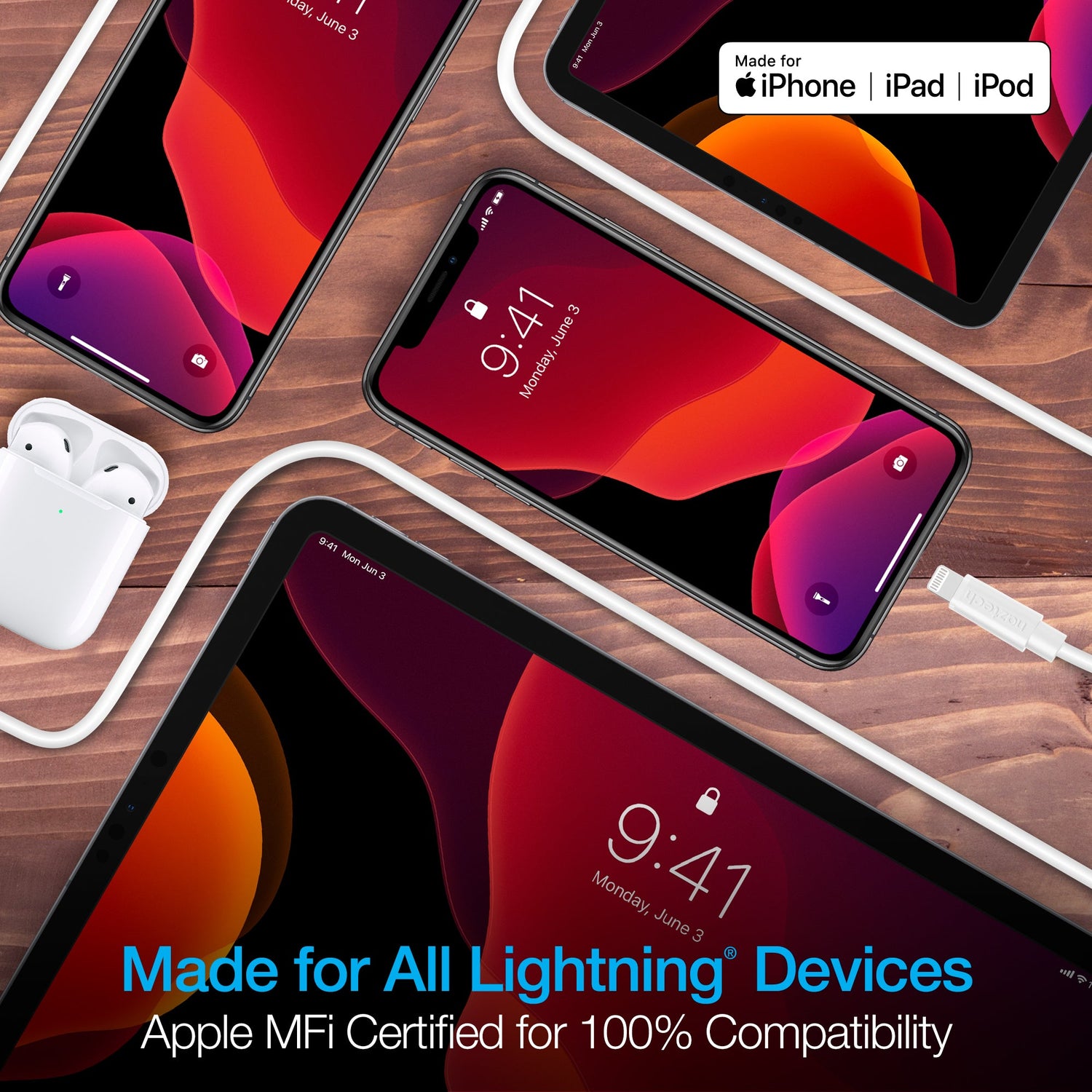 Naztech USB to MFi Lightning Cable 12ft Jupiter Gear Home