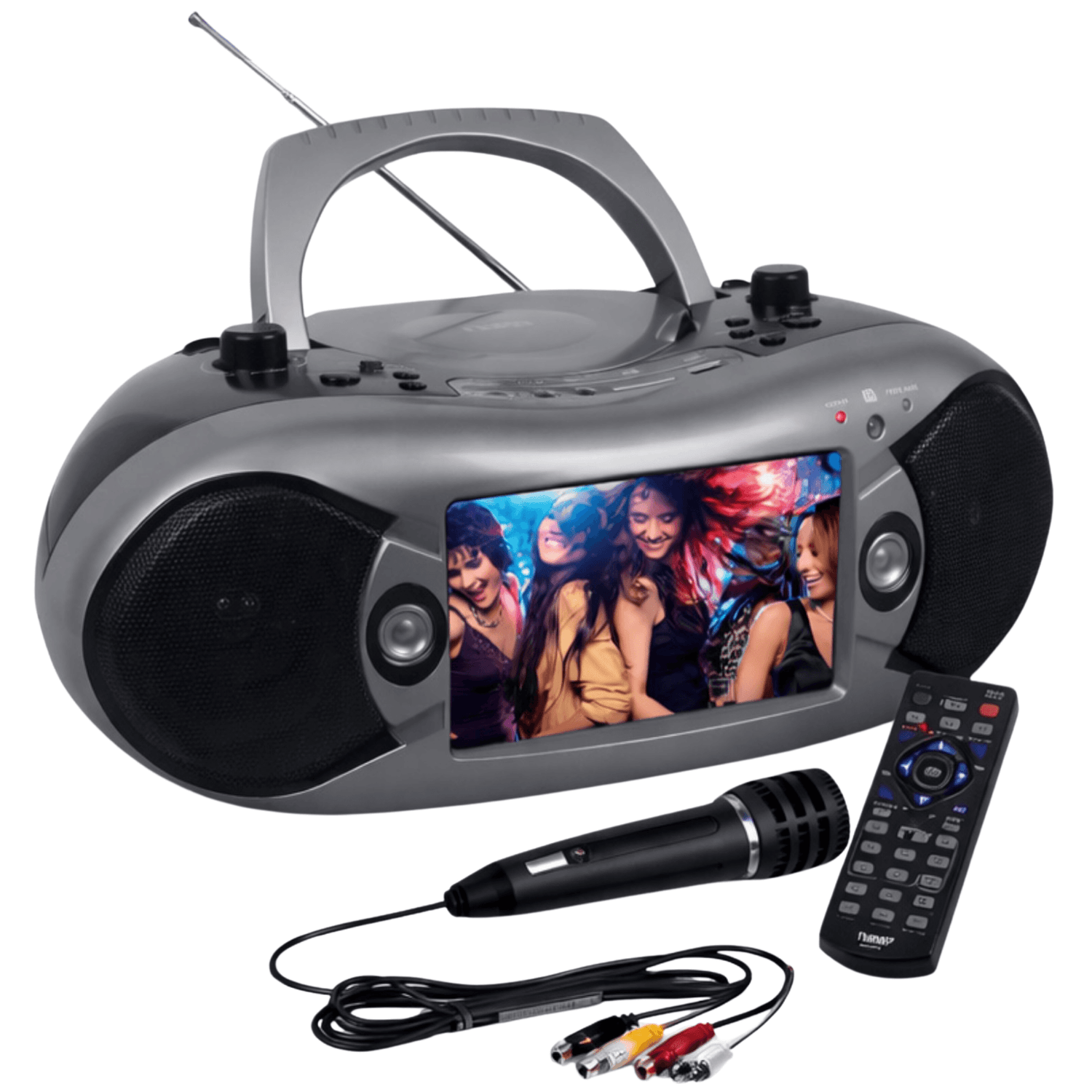 Naxa 7” Bluetooth TV DVD Boombox with Mic Grey - Refurbished Jupiter Gear Home