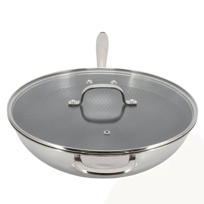 Better Chef 12.5-Inch 3-Ply Stainless Steel Nonstick Wok with Lid Jupiter Gear Home