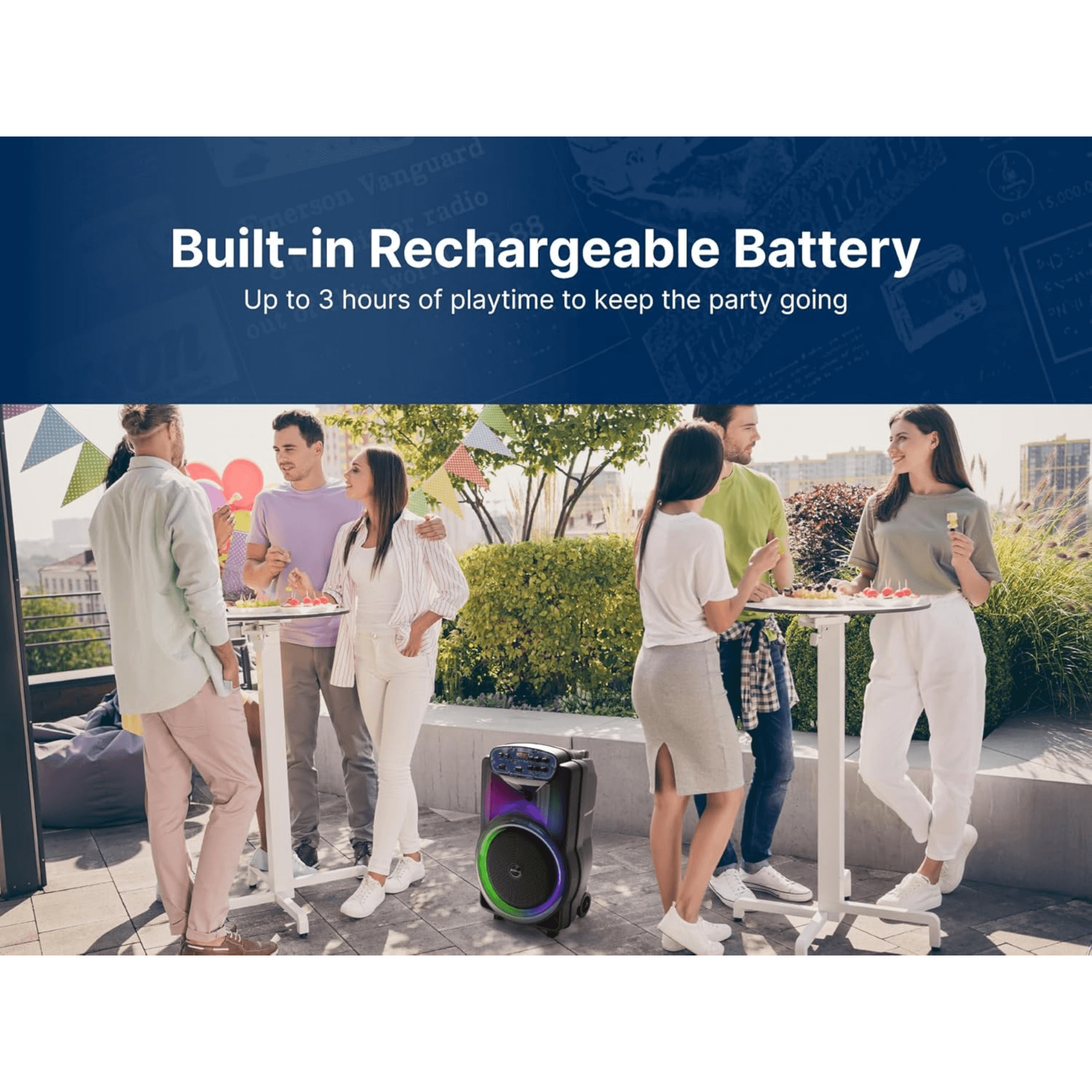 Emerson Portable Bluetooth 12" Party Speaker with Flame Lighting Jupiter Gear Home