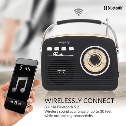 Supersonic Multi-Function Bluetooth Retro Speaker with Rechargeable Battery Jupiter Gear Home
