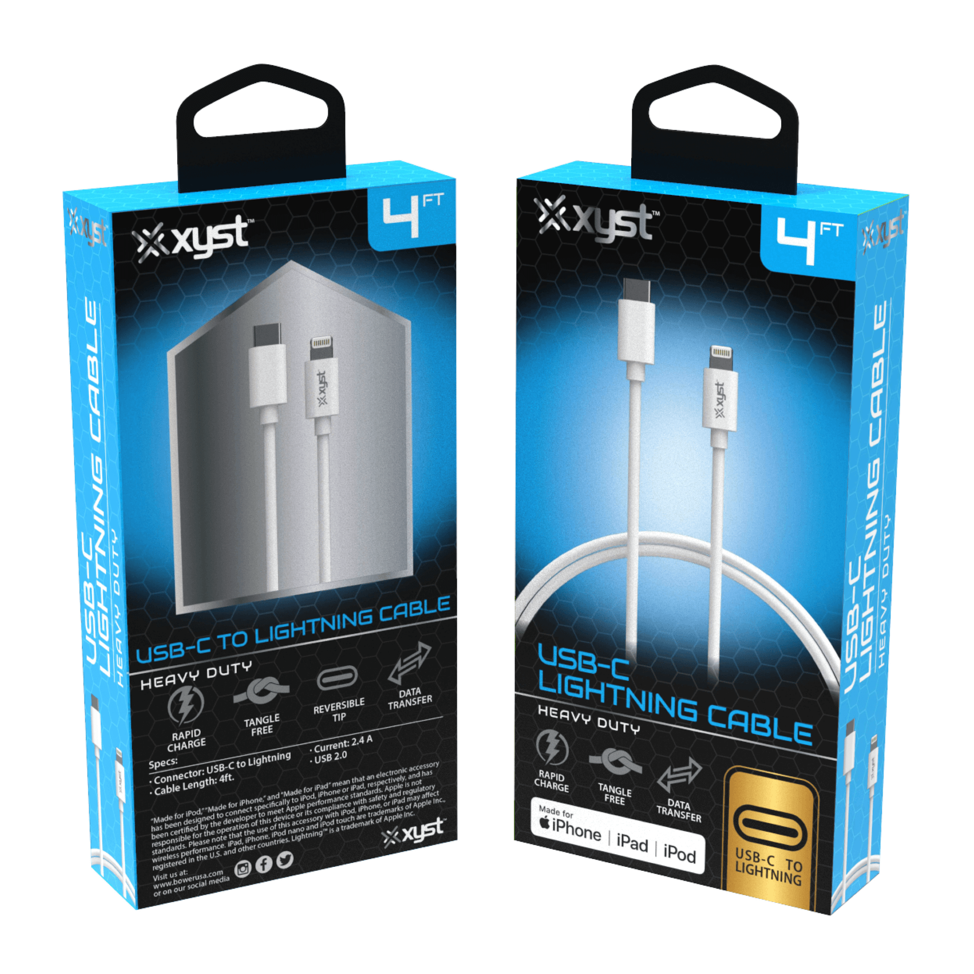 Xyst Charge and Sync USB-C to Lightning Cable 4Ft Jupiter Gear Home