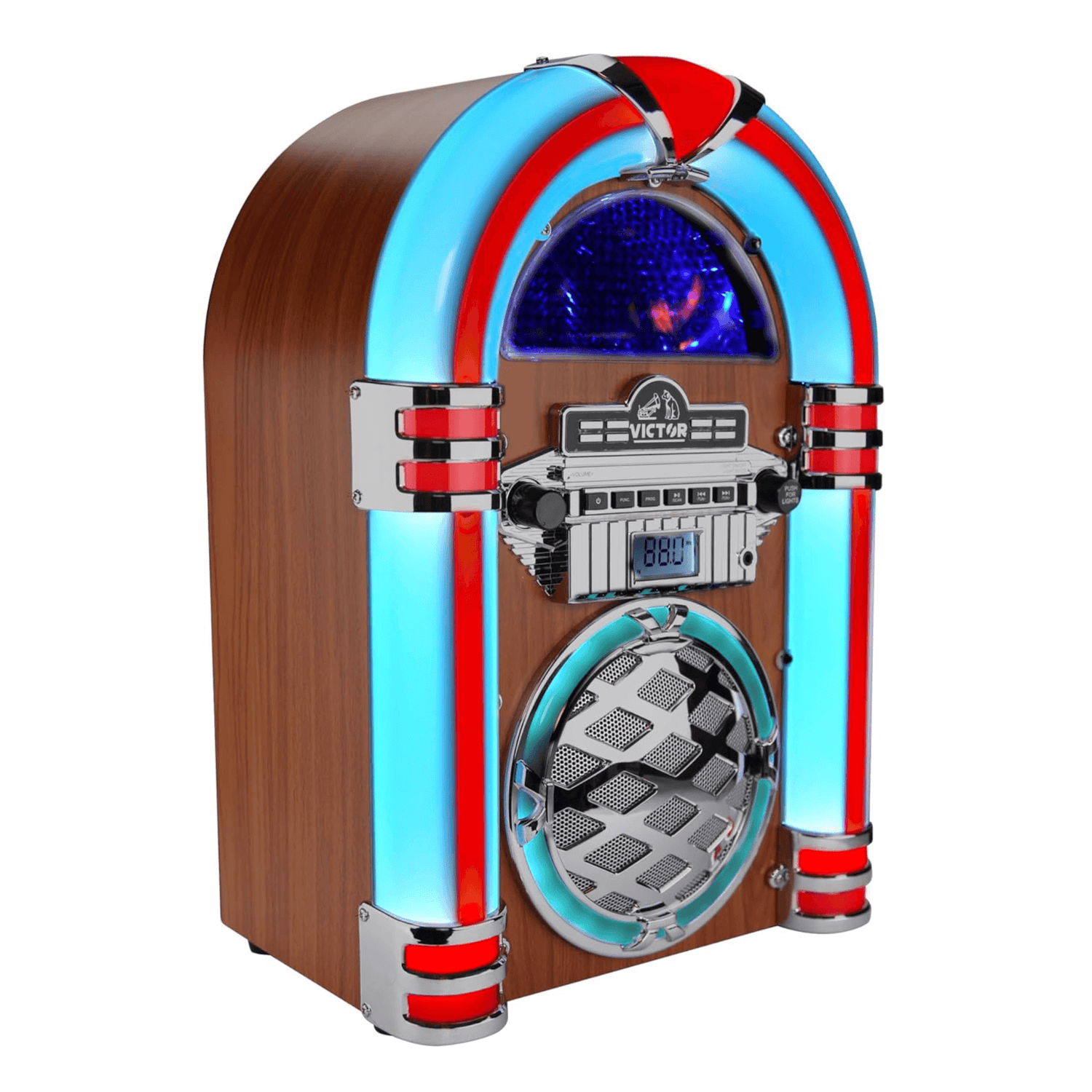 Victor Wilshire Bluetooth Jukebox with Multicolor LED Lighting and FM Radio Jupiter Gear Home