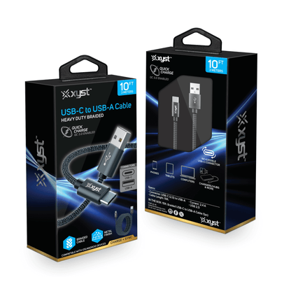 Xyst Charge and Sync USB to USB-C Braided Cable 10Ft Jupiter Gear Home