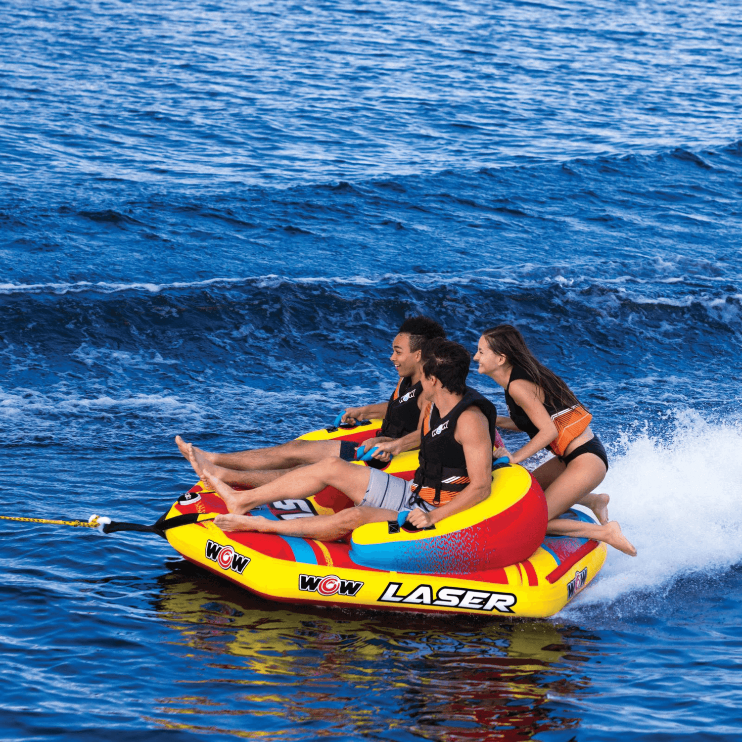 WOW Watersports Laser 3-Person Towable for Sitting and Kneeling Riding Positions Jupiter Gear Home