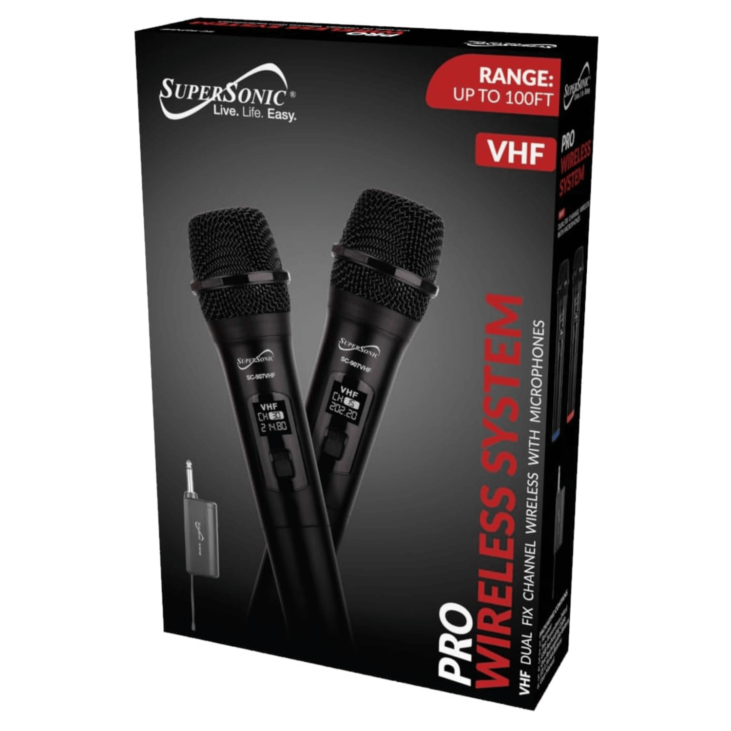 Supersonic VHF Dual Fixed Channel Professional Wireless Microphone Jupiter Gear Home