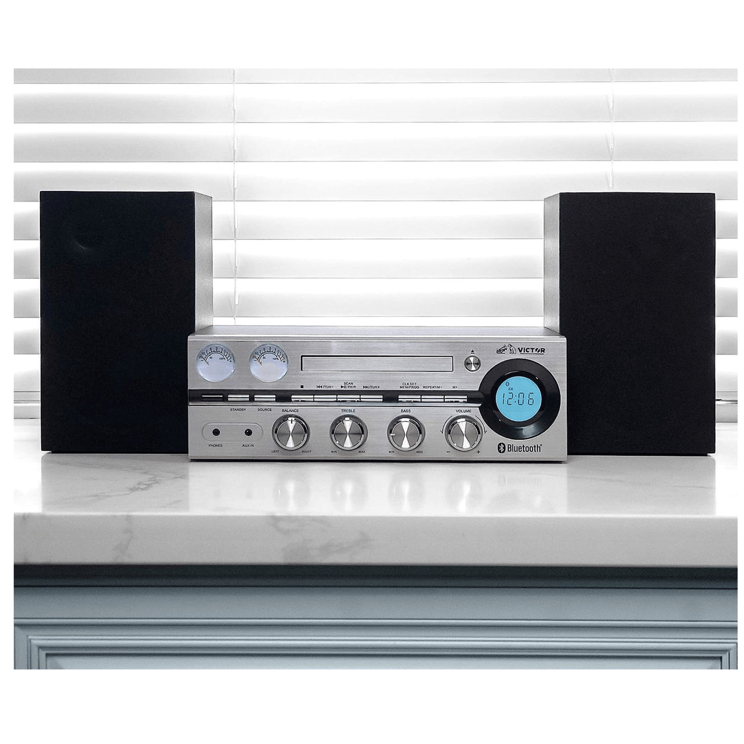 Victor Milwaukee 50W Desktop CD Stereo System Silver - Refurbished Jupiter Gear Home