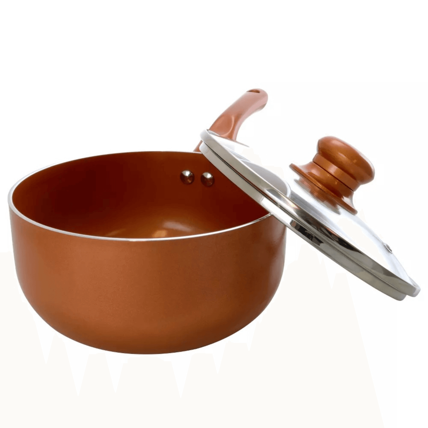 Better Chef 1.5Qt Ceramic-Coated Copper-Tone Saucepan with Glass Lid Jupiter Gear Home