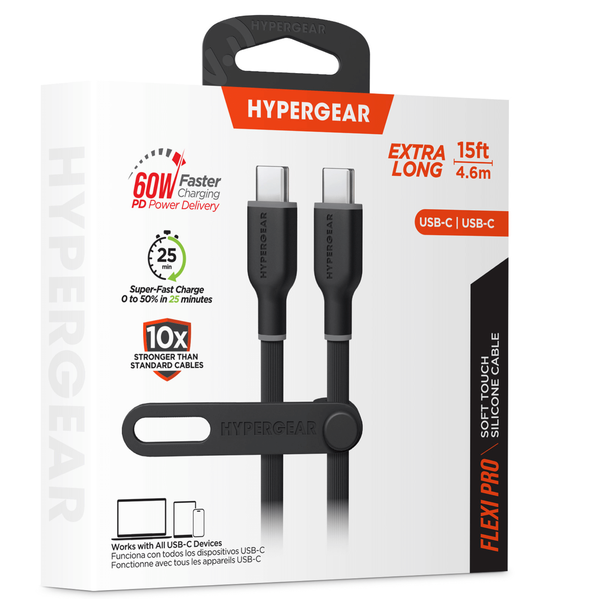 HyperGear Flexi PRO USB-C to USB-C Cable 15ft Jupiter Gear Home