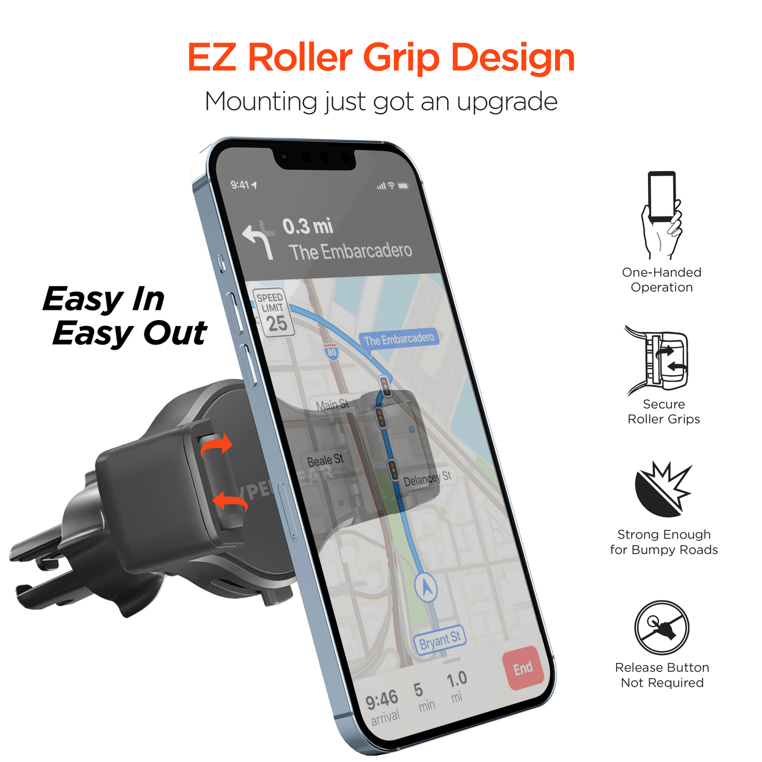 HyperGear Roller Grip Phone Mount Kit Jupiter Gear Home