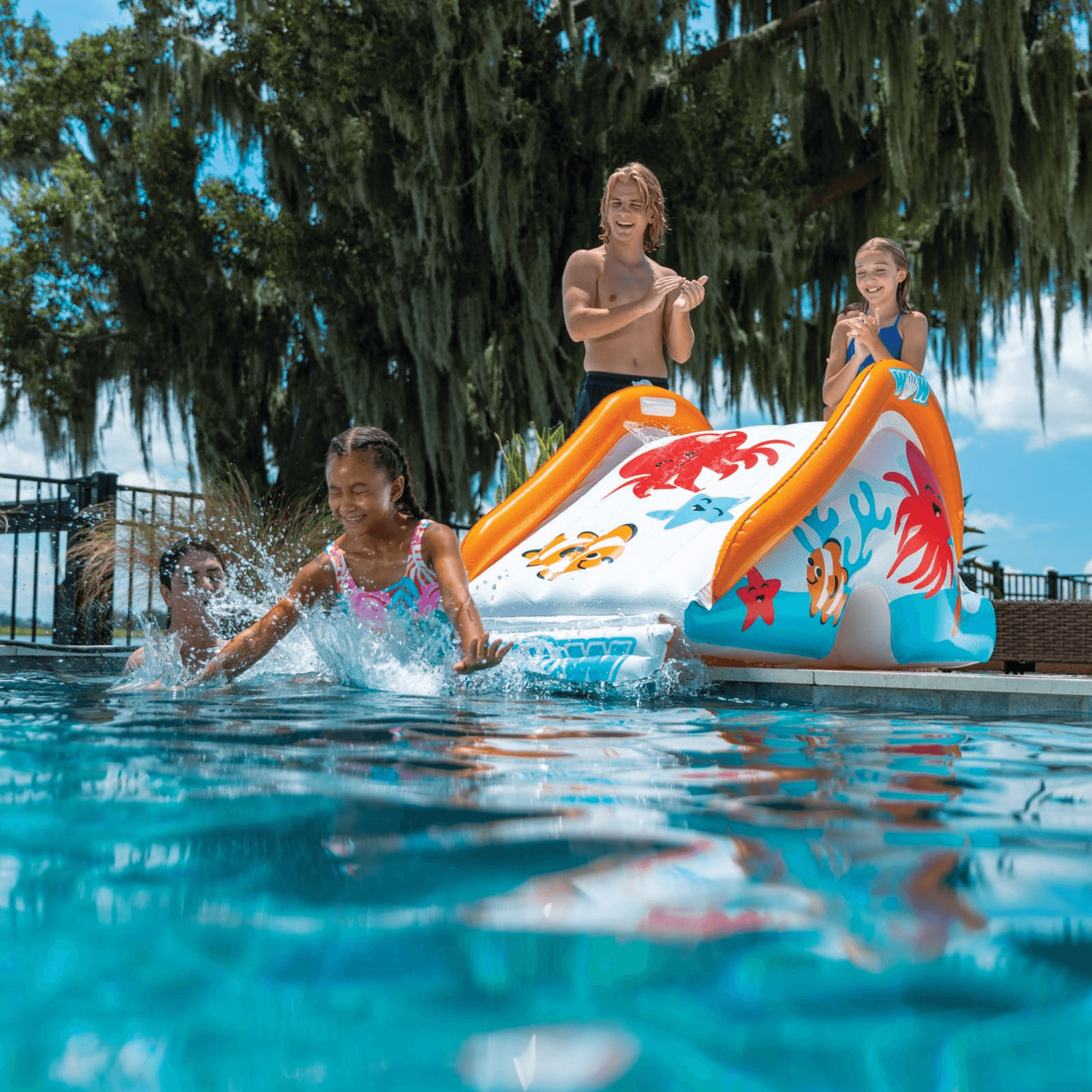 WOW Watersports Swirl Splash Pad Slide (Slide Only) with Inflated Side Rails Jupiter Gear Home