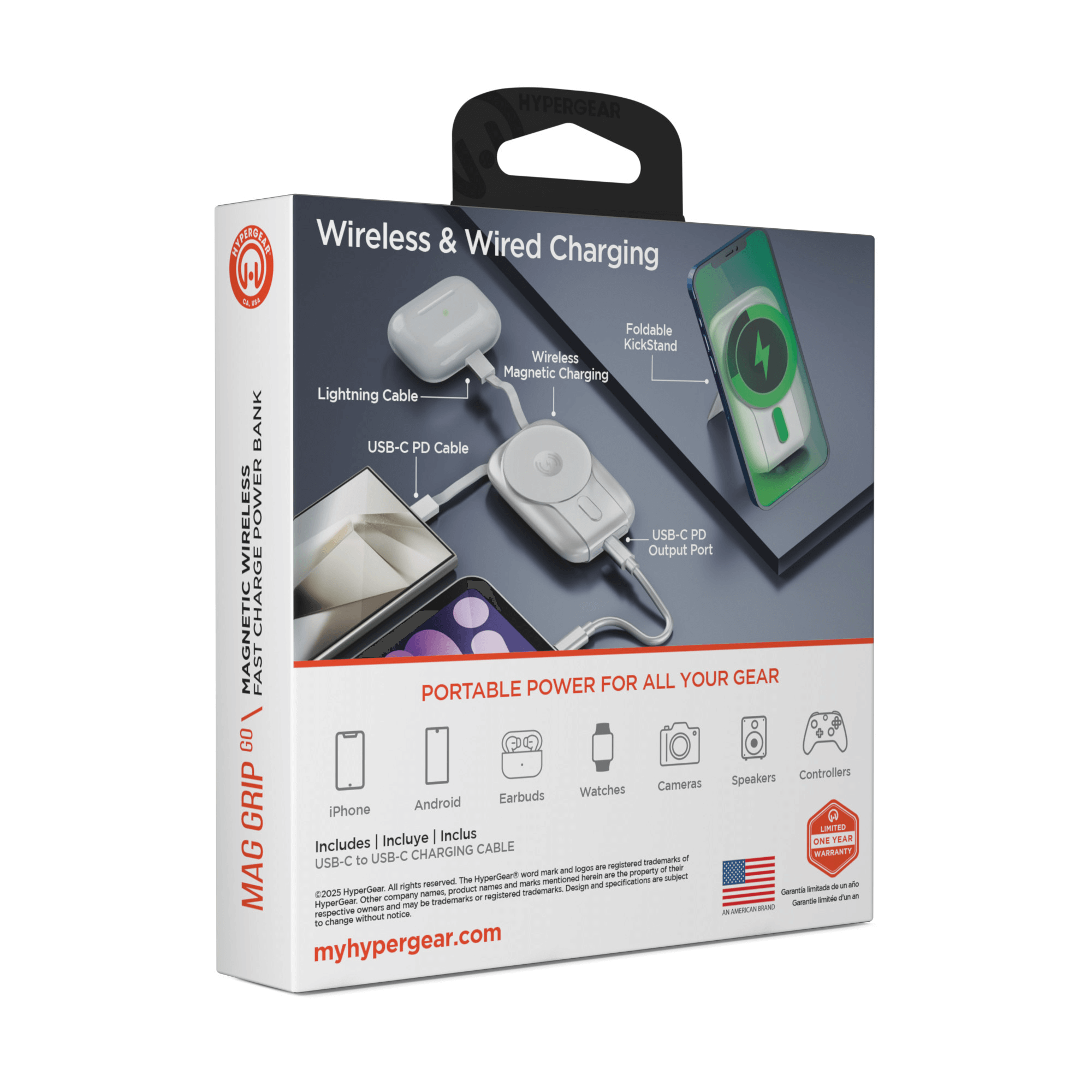 HyperGear Mag Grip Go 5000mAh Wireless Power Bank Jupiter Gear Home