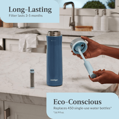 Contigo Wells Chill Stainless Steel 24oz Water Bottle with Autospout Straw Lid and Filter Jupiter Gear Home