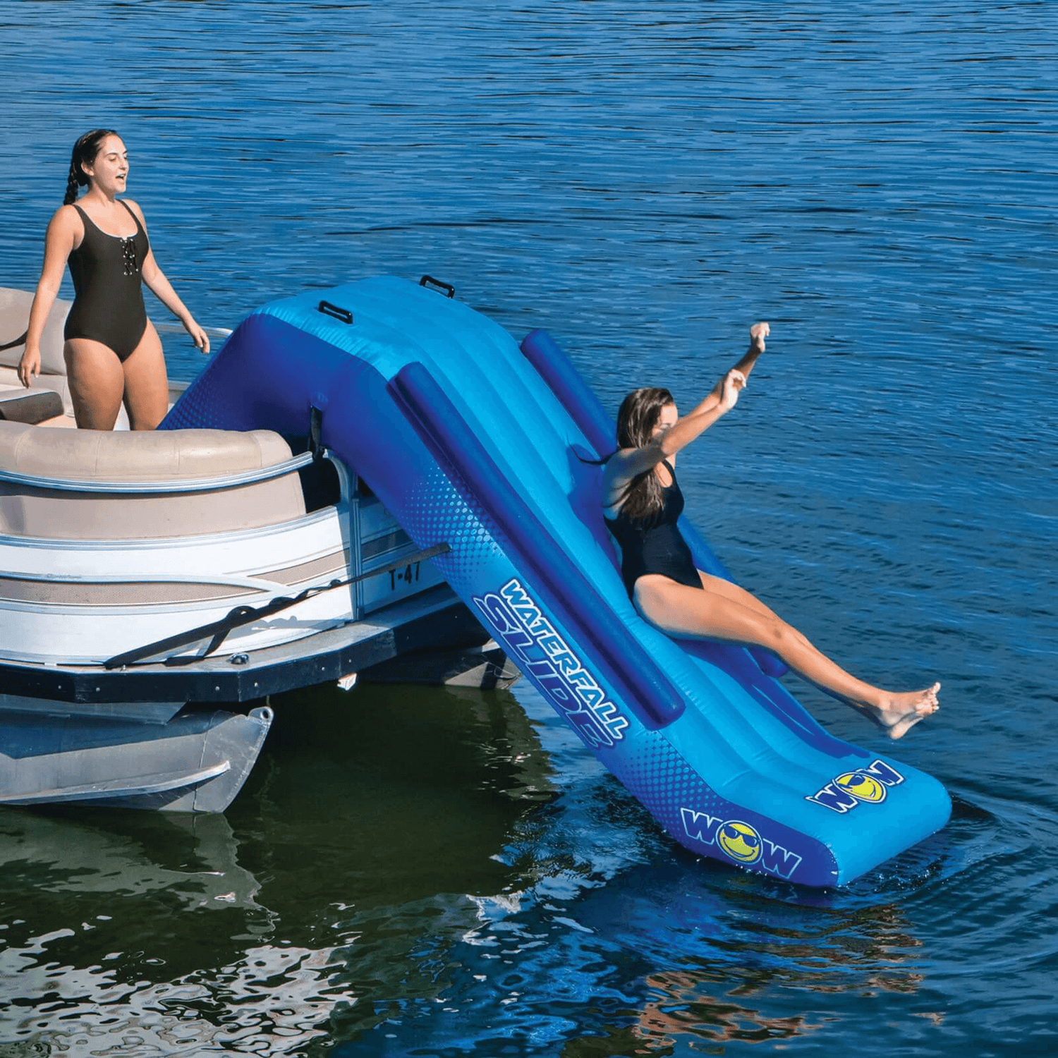 WOW Watersports Pontoon Waterfall Slide with Inflatable Safety Rails Jupiter Gear Home