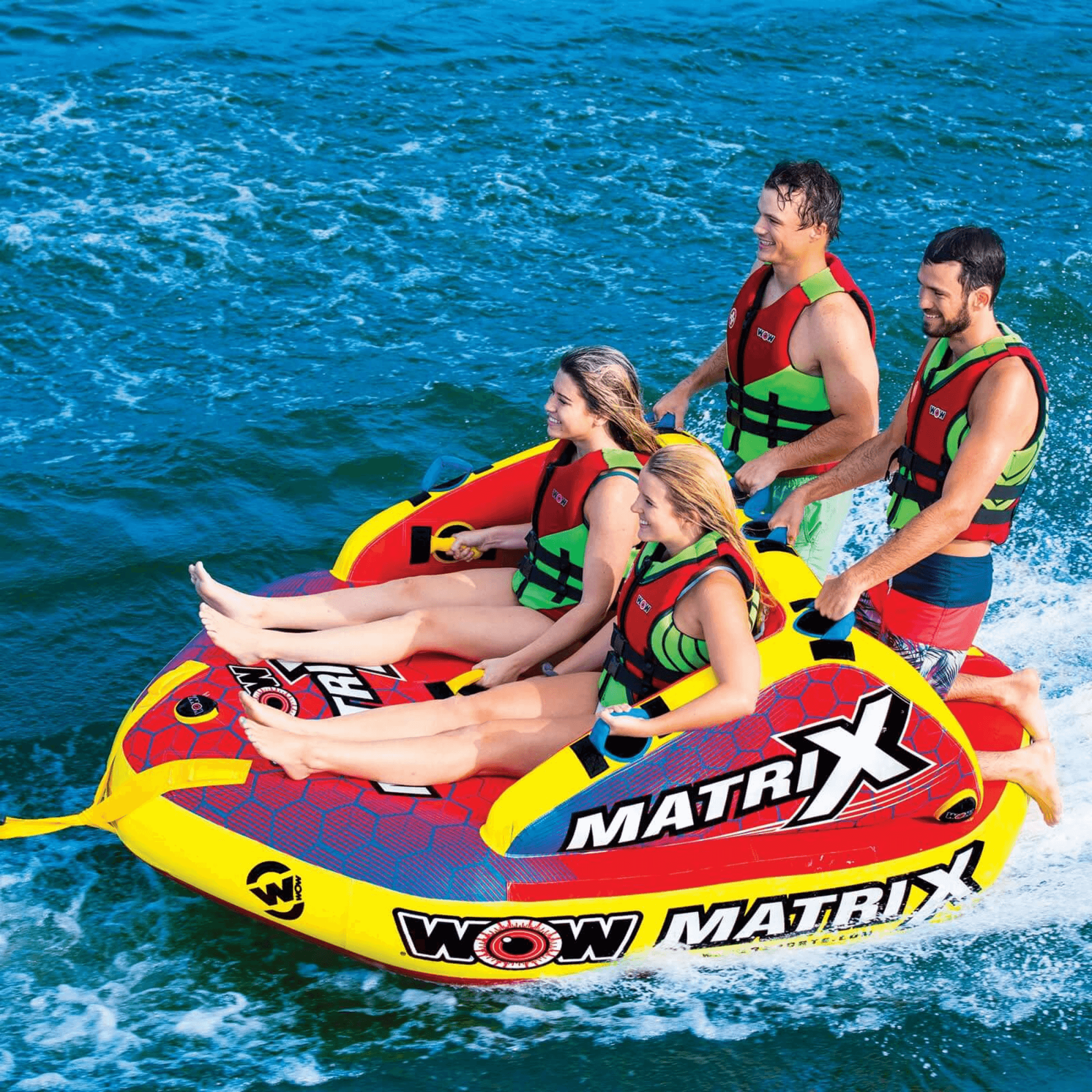 WOW Watersports Matrix Towable Boat Tube w Secure Seating for 1-4 Persons Jupiter Gear Home