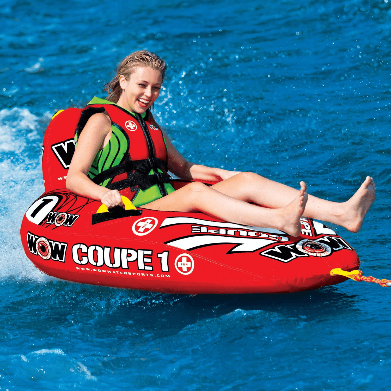WOW Watersports Coupe 1 Person Ski Tube with Backrest and Leg Rest Jupiter Gear Home