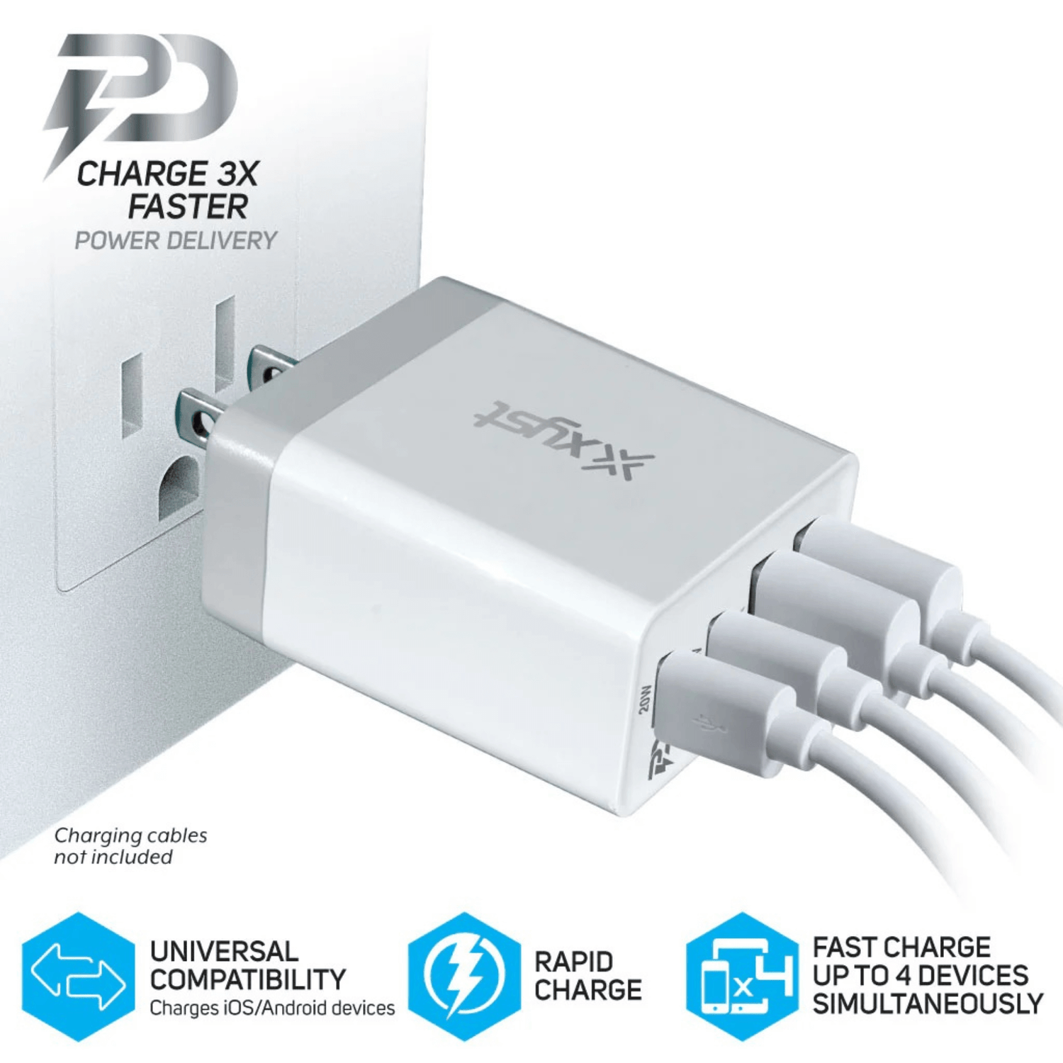 Xyst 35-Watt 4-Port USB-A and USB-C Wall Charger Jupiter Gear Home