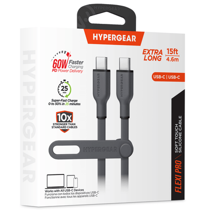 HyperGear Flexi PRO USB-C to USB-C Cable 15ft Jupiter Gear Home