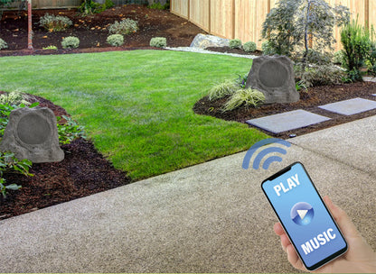 SoundPro Dual Bluetooth Outdoor Weatherproof Rock Landscape Speakers Jupiter Gear Home