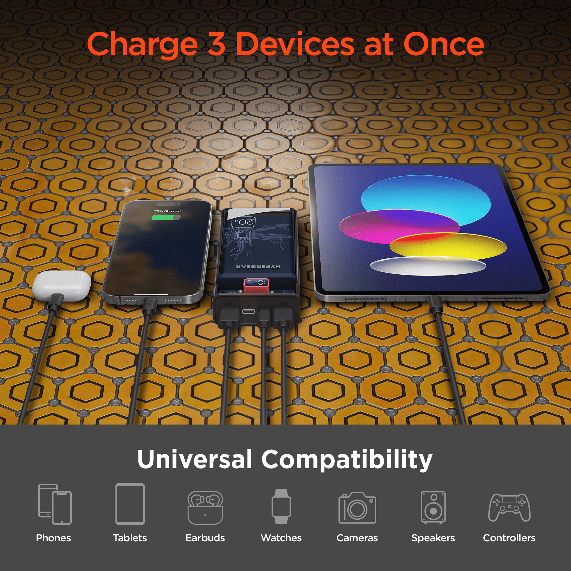 HyperGear ClearCharge XL 20000mAh Transparent PD Power Bank Jupiter Gear Home
