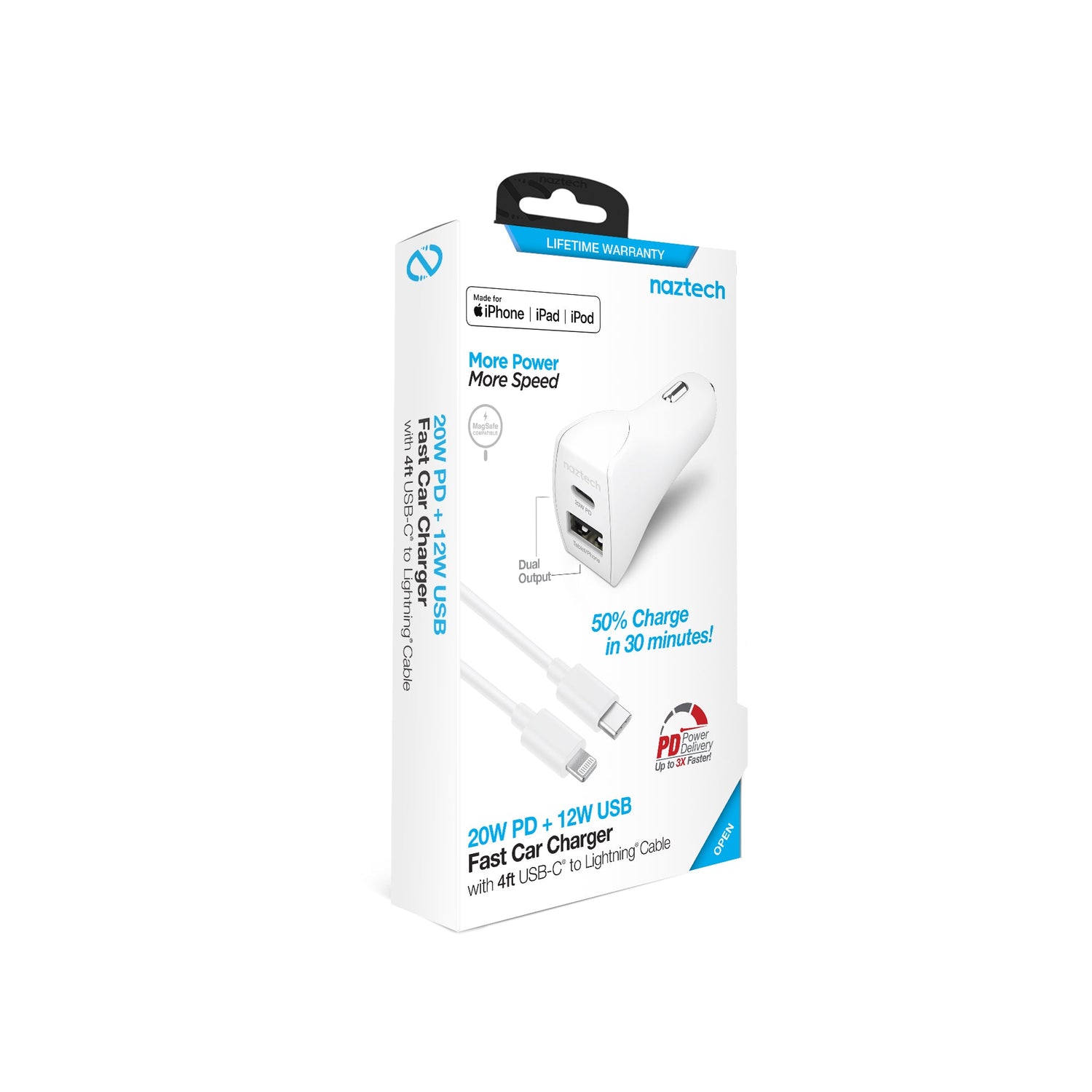 Naztech 20W USB-C PD+12W USB Car Charger Jupiter Gear Home