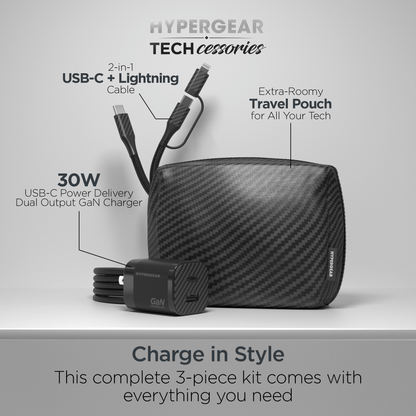 HyperGear TECHcessories 30W USB-C PD Charging Kit with Travel Pouch Jupiter Gear Home