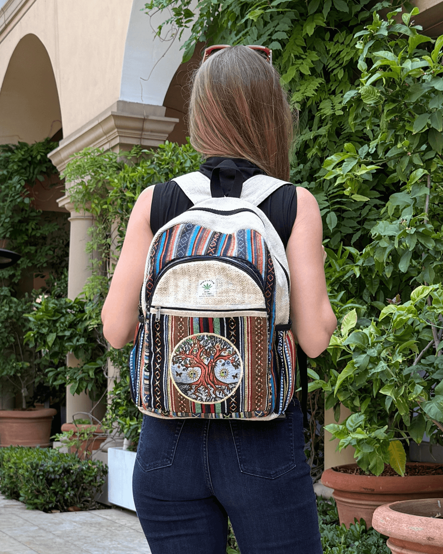 Kathmandu Collection Handmade Cotton and Hemp Tree of Life Backpack Jupiter Gear Home