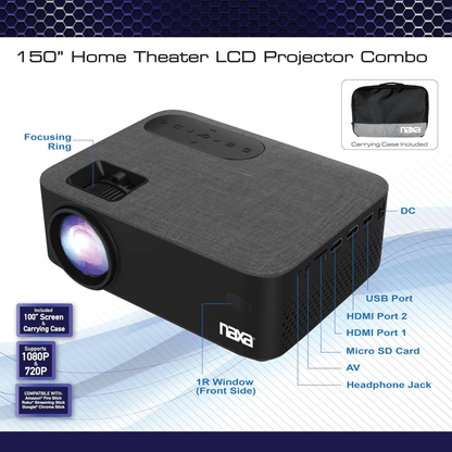 Naxa 150" Home Theater LCD Projector Combo - Refurbished Jupiter Gear Home