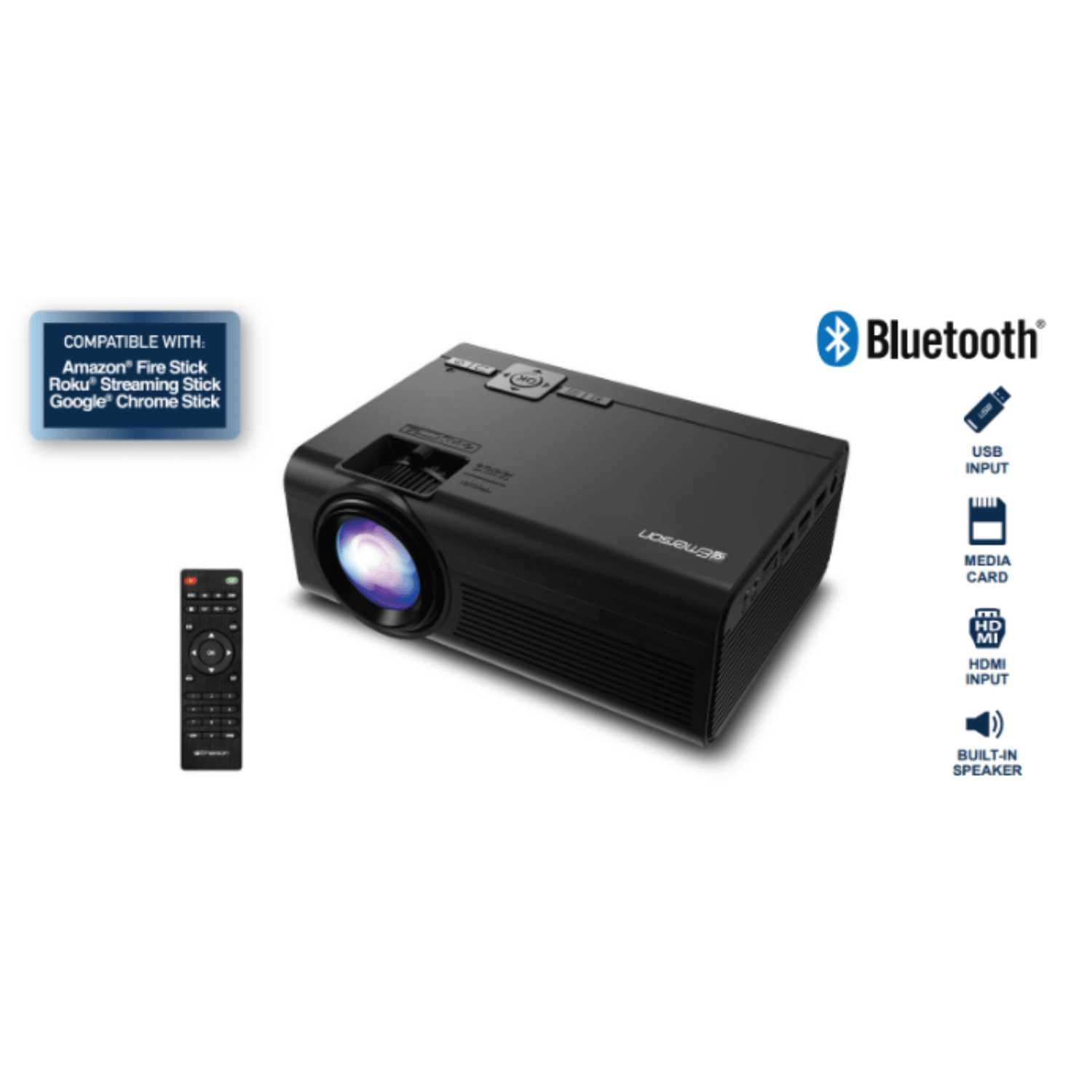 Emerson 150" Home Theater LCD Projector with Built-In Speaker Jupiter Gear Home