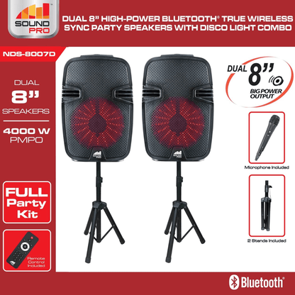 Naxa Dual 8" Bluetooth Party Speakers - Refurbished Jupiter Gear Home