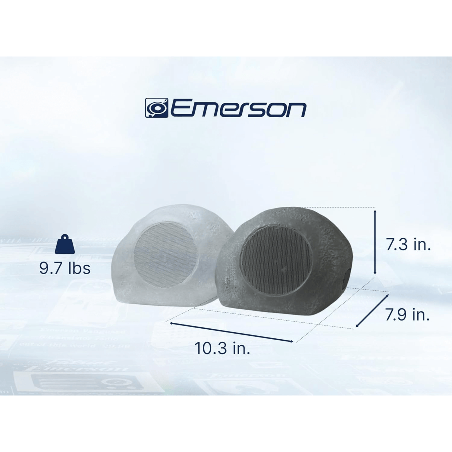 Emerson 1-Pair Mini Pebbles Duo Bluetooth Outdoor Speakers Jupiter Gear Home