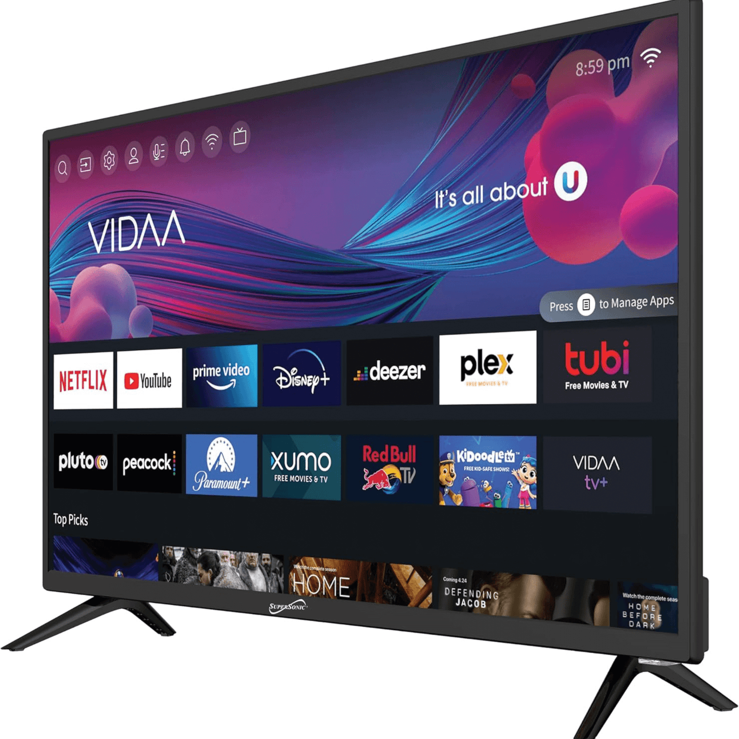 Supersonic 32-inch DLED Smart HDTV with DVD Player ATSC and NTSC System ACDC Compatible Jupiter Gear Home