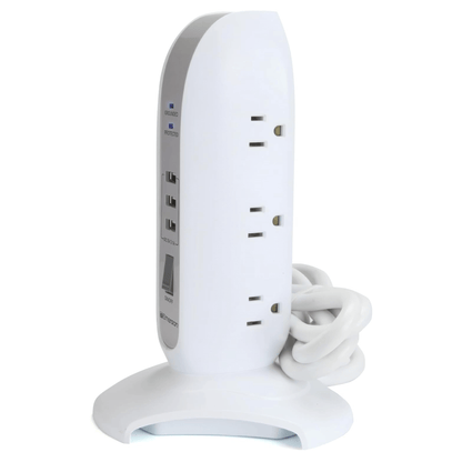 Emerson 5-Outlet + USB Charging Tower with Surge Protection and On/ Off Switch Jupiter Gear Home