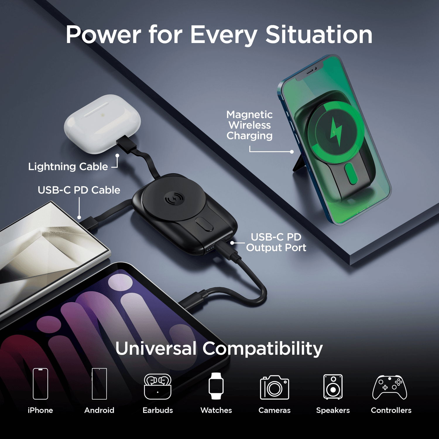 HyperGear Mag Grip Go 5000mAh Wireless Power Bank Jupiter Gear Home