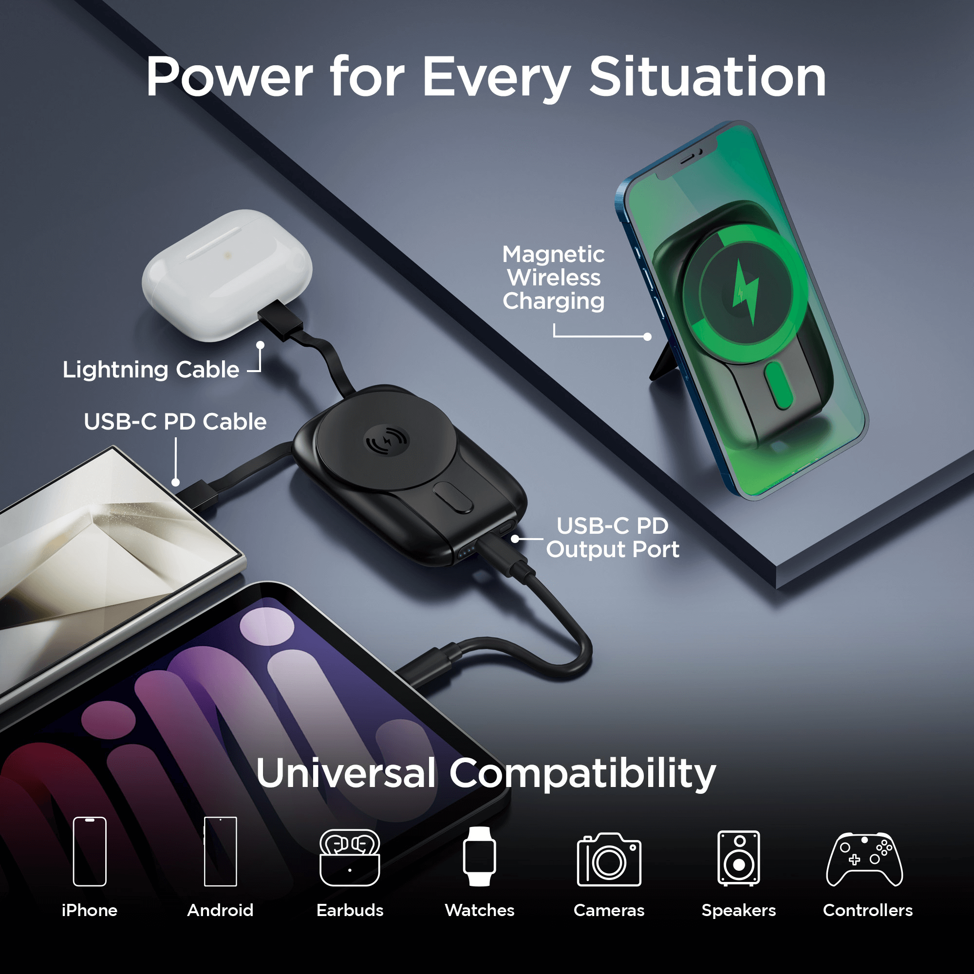 HyperGear Mag Grip Go 5000mAh Wireless Power Bank Jupiter Gear Home