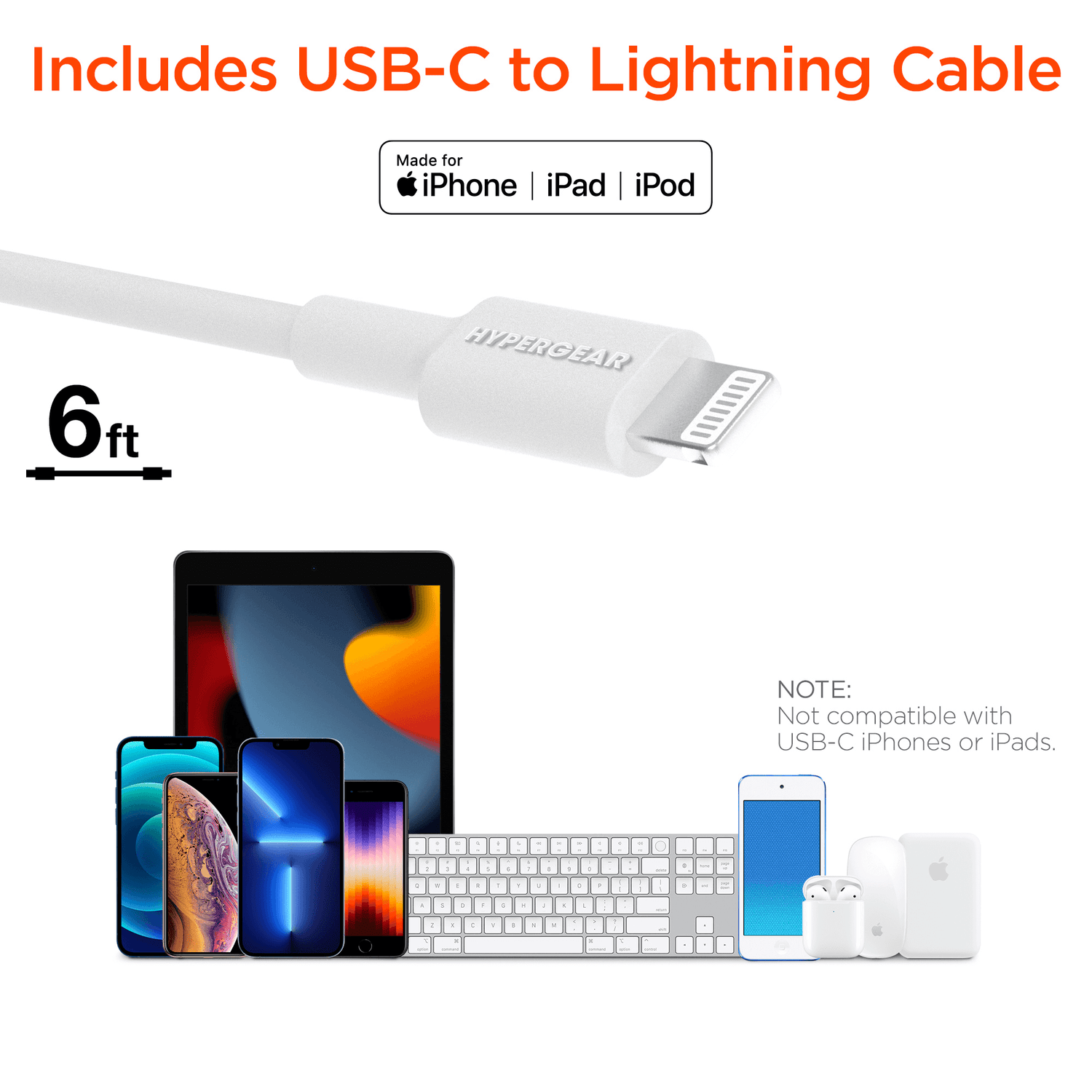 HyperGear SpeedBoost 25W USB-C PD + 12W USB Fast Wall Charger with PPS and 6ft MFi Lightning Cable Jupiter Gear Home