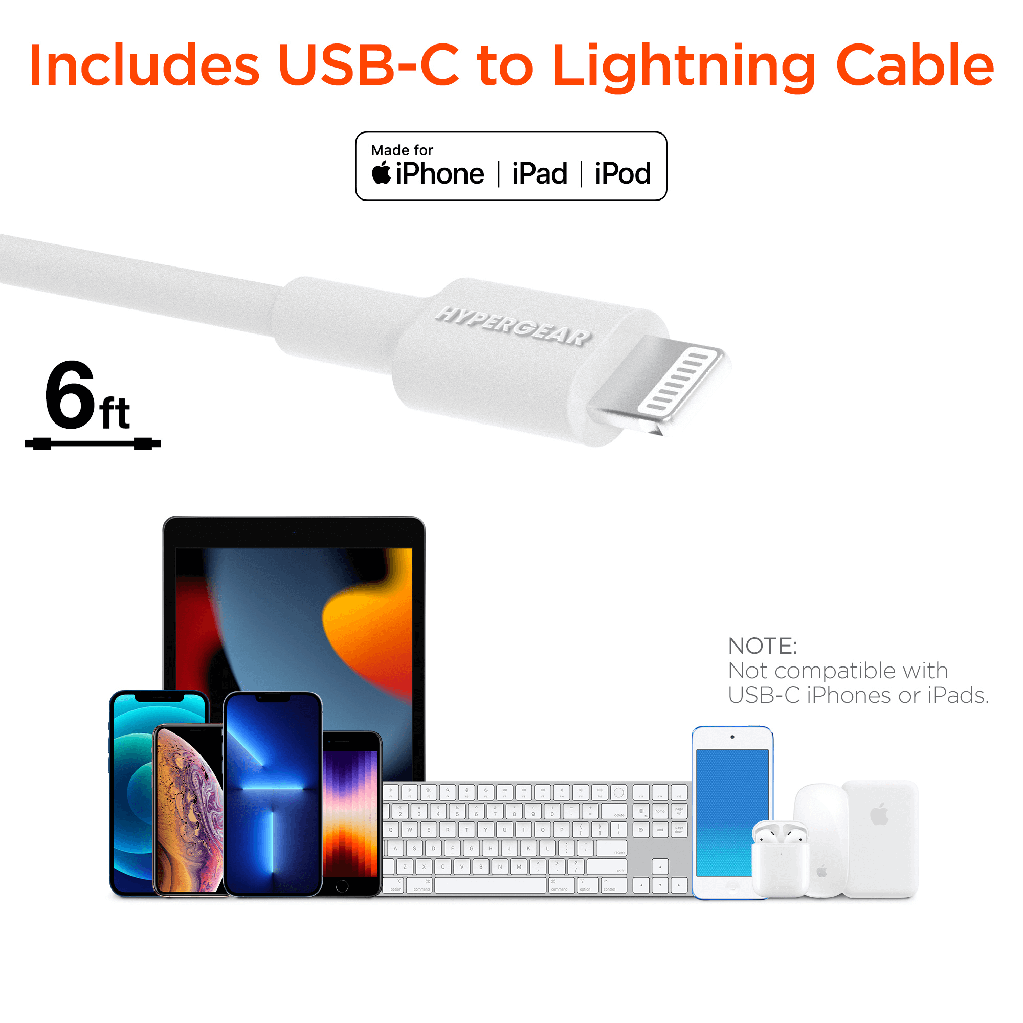 HyperGear SpeedBoost 25W USB-C PD + 12W USB Fast Wall Charger with PPS and 6ft MFi Lightning Cable Jupiter Gear Home