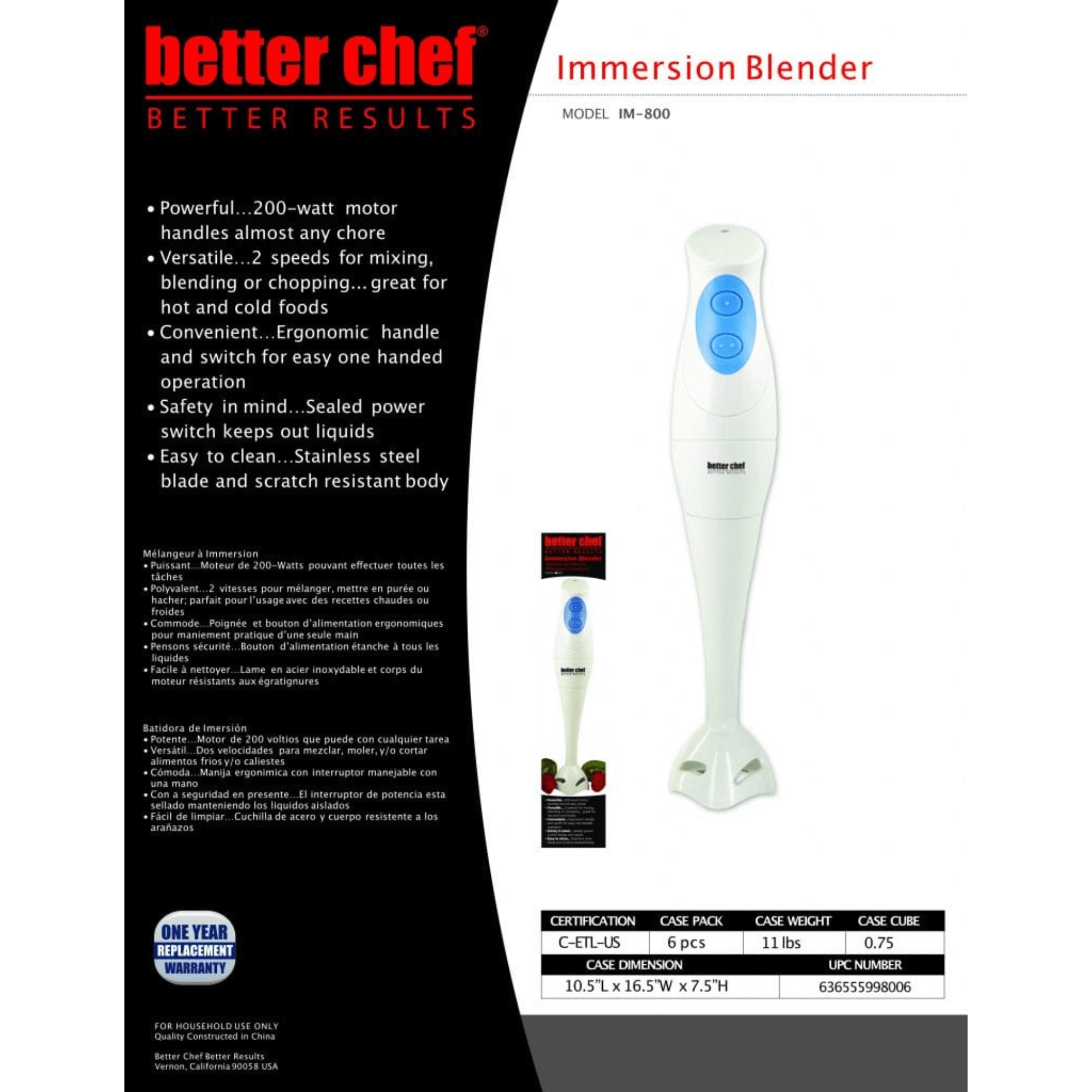 Better Chef 2-Speed 200W Immersion Hand Blender Jupiter Gear Home