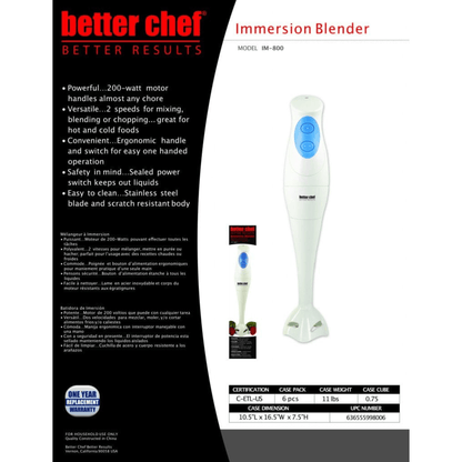 Better Chef 2-Speed 200W Immersion Hand Blender Jupiter Gear Home