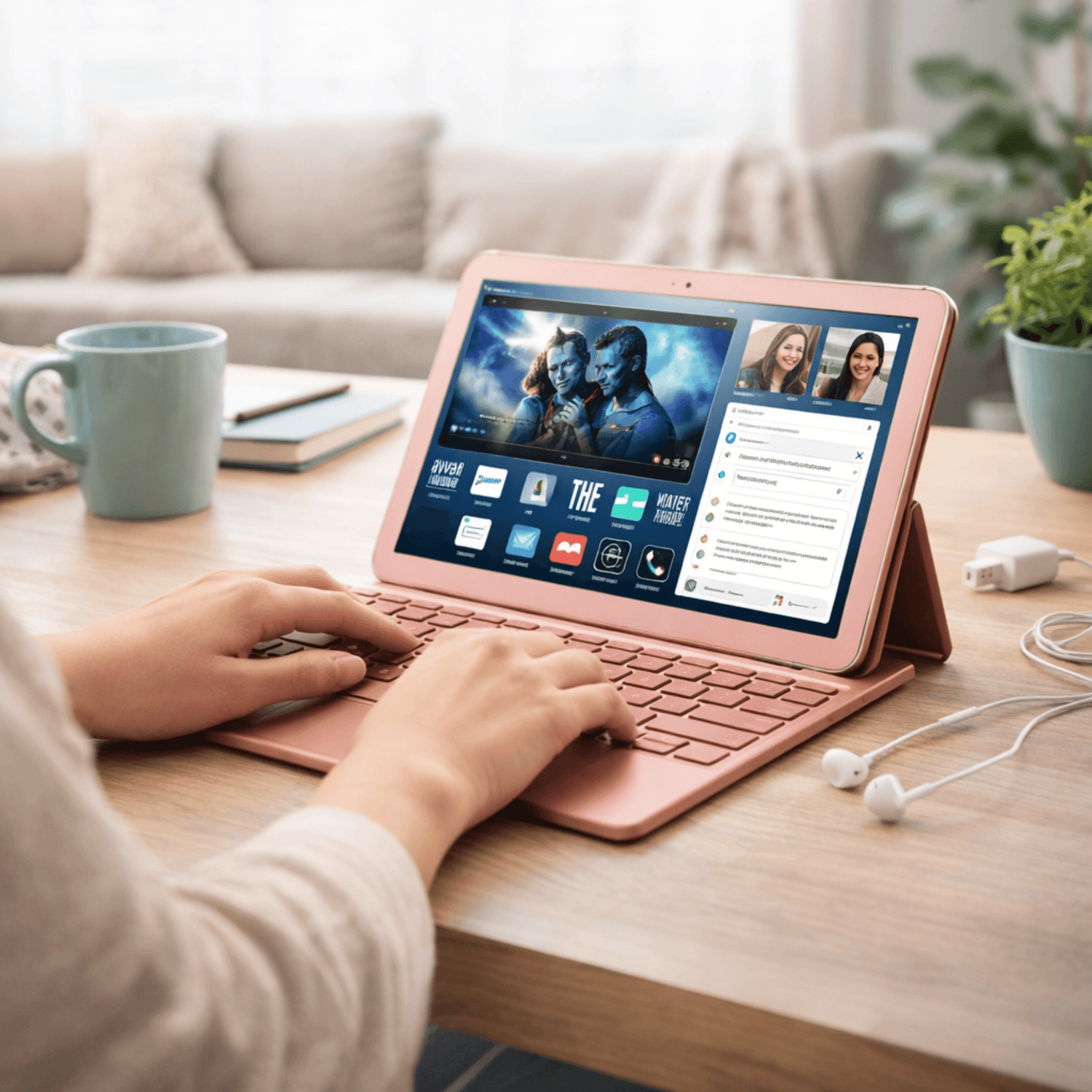 Emerson 9” Quad Core Tablet with Android 14 Rose Gold - Refurbished Jupiter Gear Home