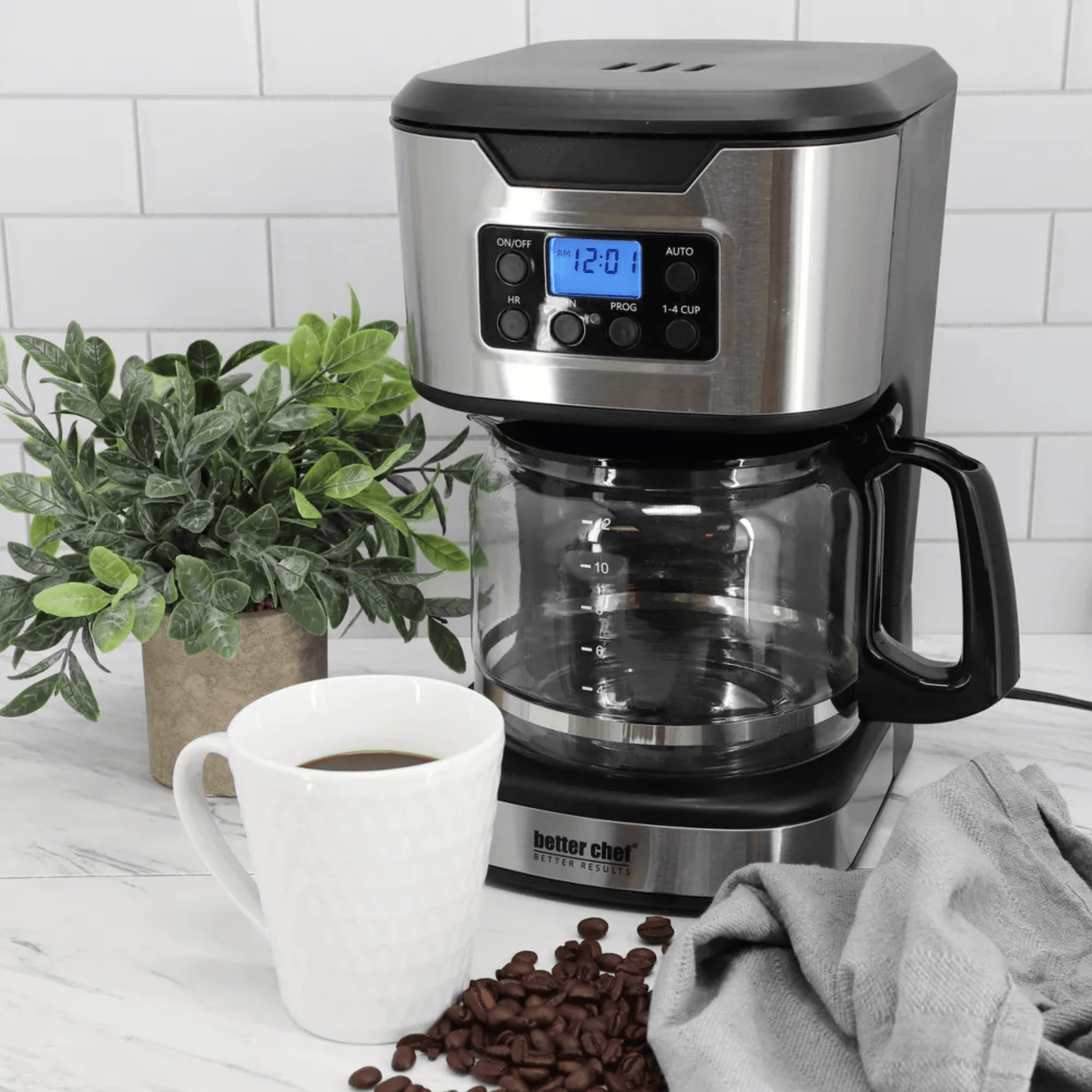 Better Chef 12-Cup Programmable Coffee Maker with Stainless Steel Accents Jupiter Gear Home
