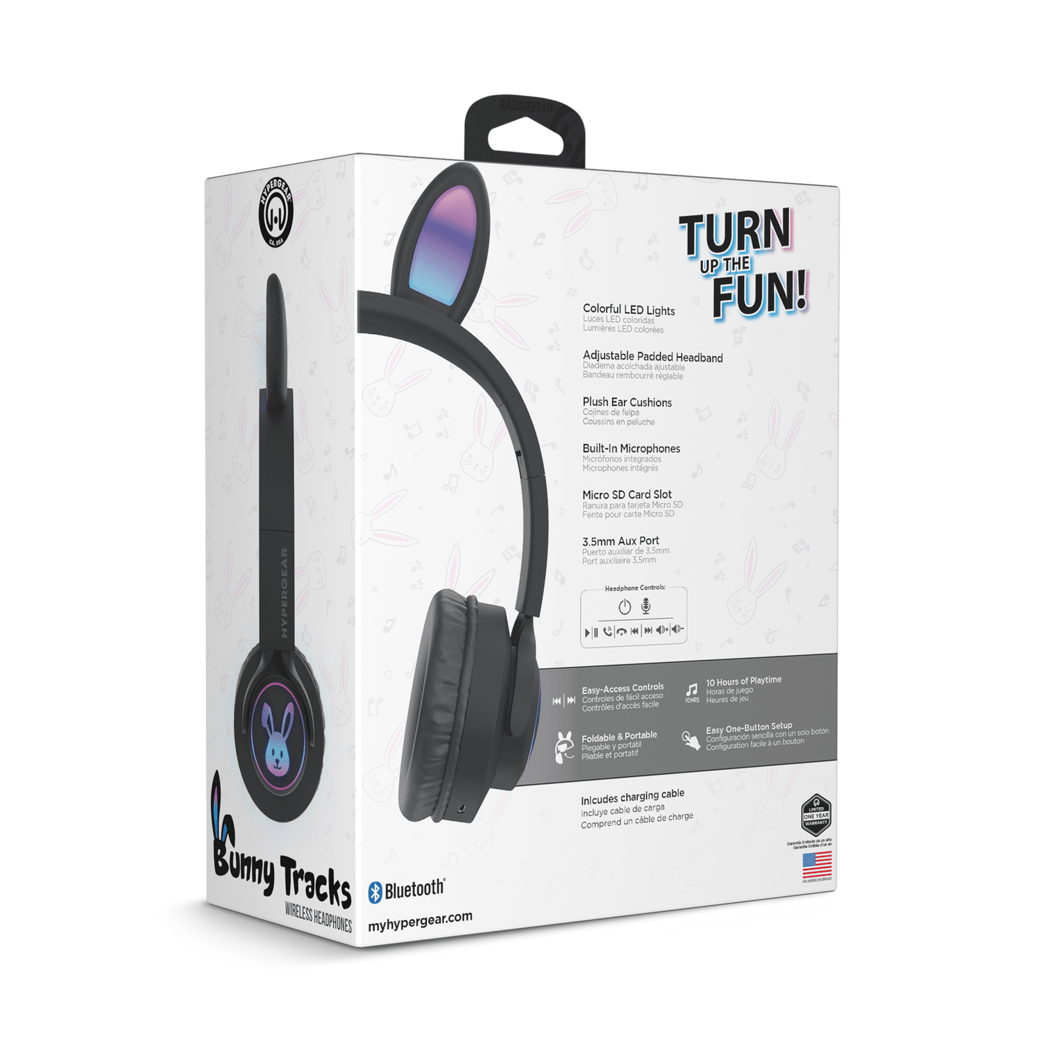 HyperGear Bunny Tracks Wireless Light-Up Headphones Jupiter Gear Home