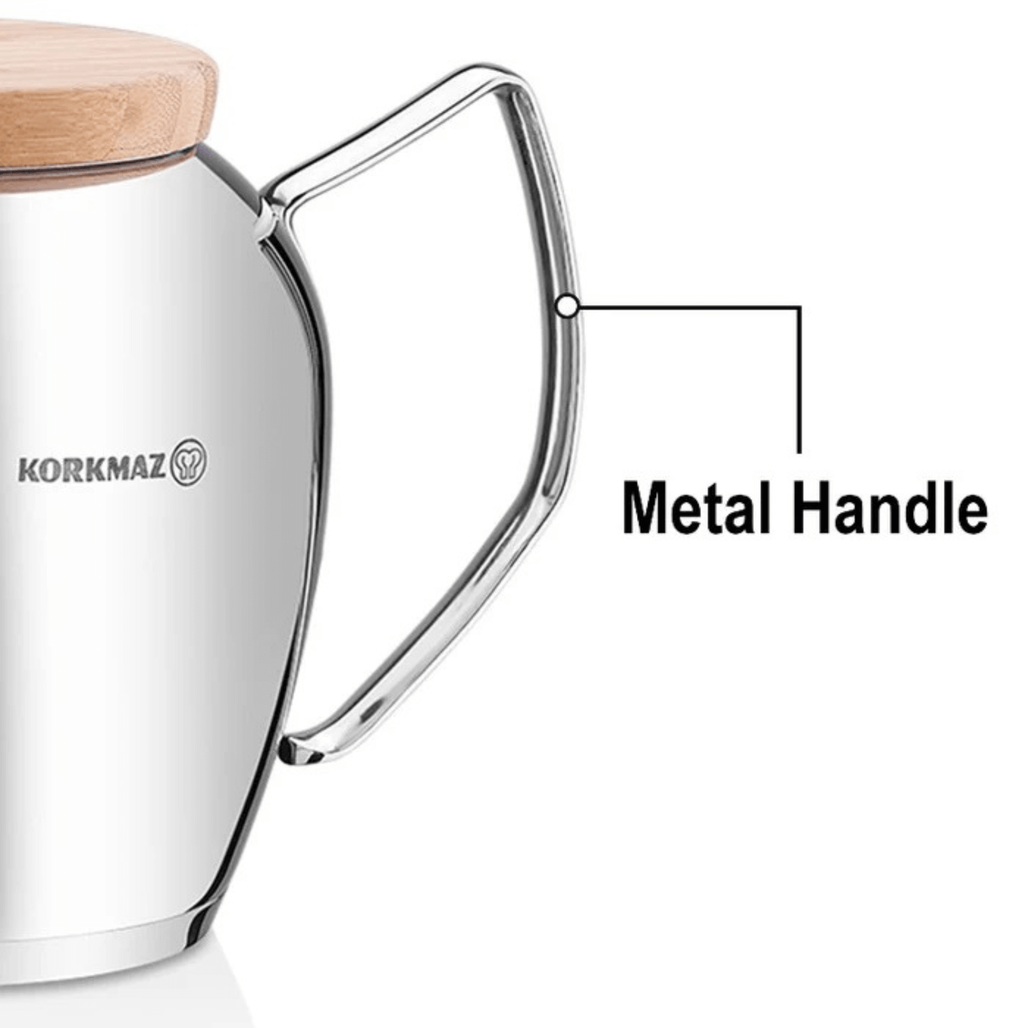 Korkmaz Montana Stainless Steel 2.3L Teapot with Wooden Lid Jupiter Gear Home