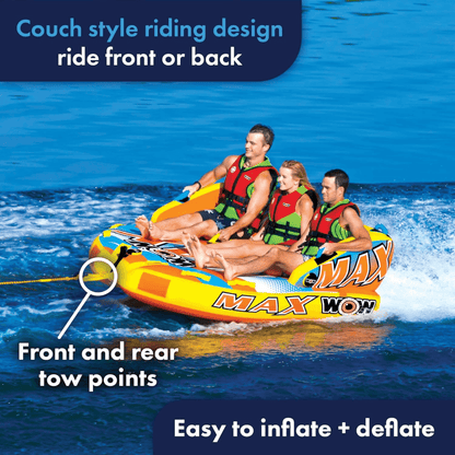 WOW Watersports Max Inflatable Towable Deck Tube for up to 3 Riders Jupiter Gear Home