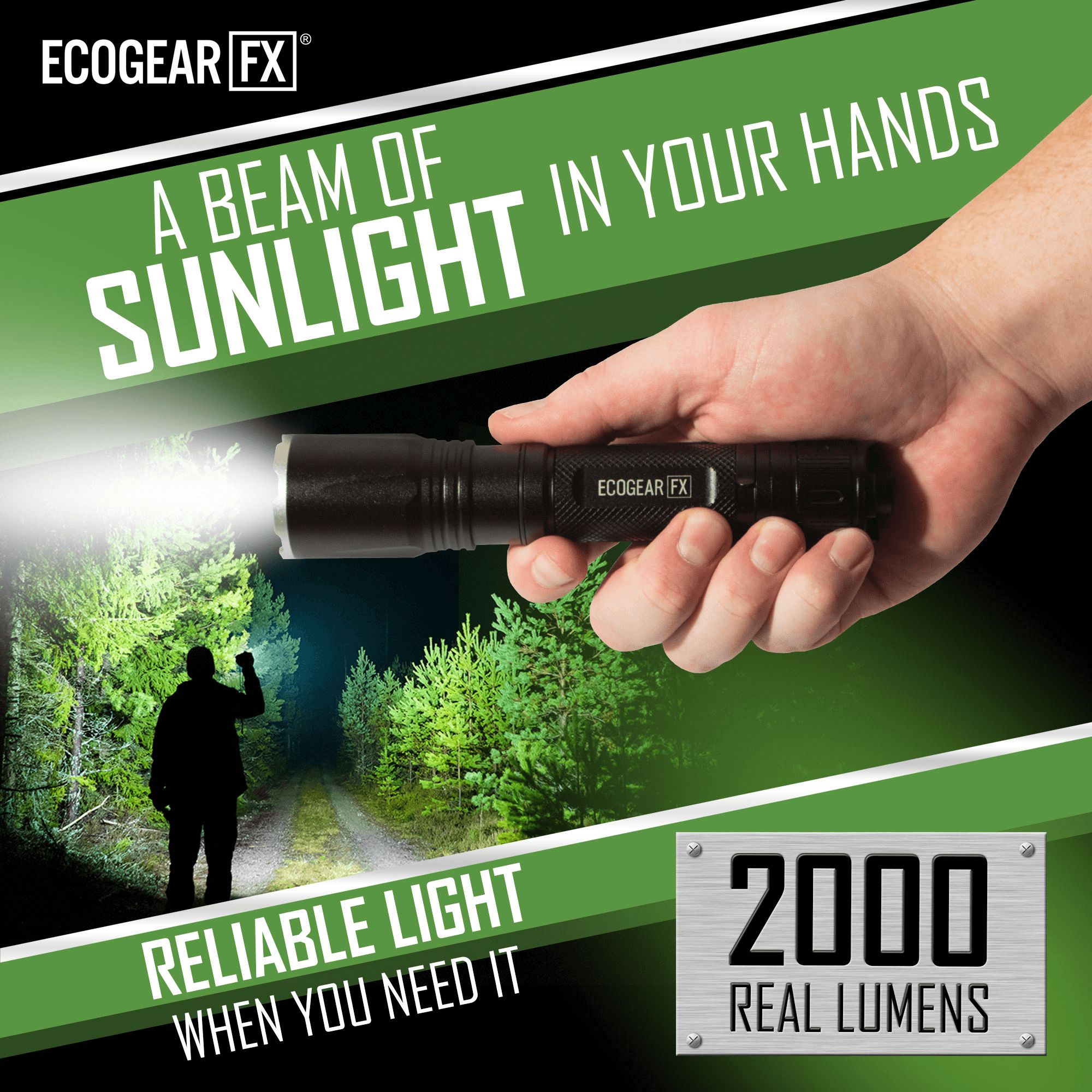 EcoGear FX TK2000 USB Rechargeable LED Tactical Flashlight Jupiter Gear Home